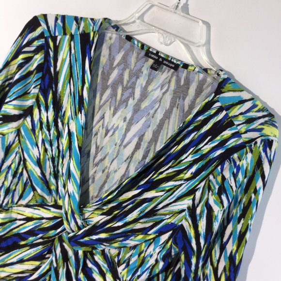 Print woven front 3/4 sleeves top