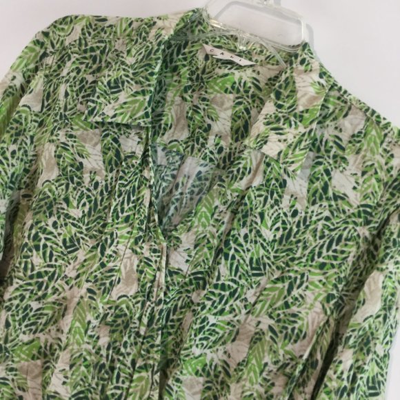 NWT leaf print v neck long sleeves dress