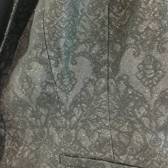 Metallic one button floralprint jacket