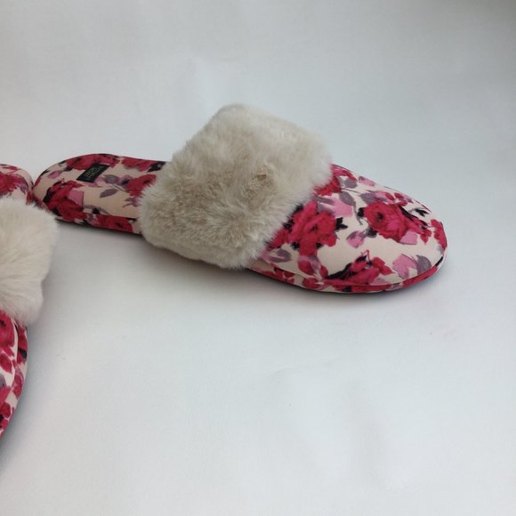 NWOT floral print fury slippers
