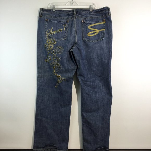 Premium demin floral print jeans