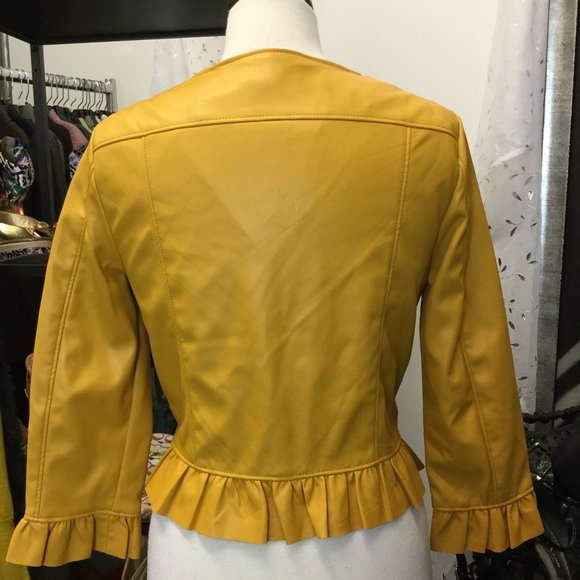 Vegan leather zipper Long sleeves jacket