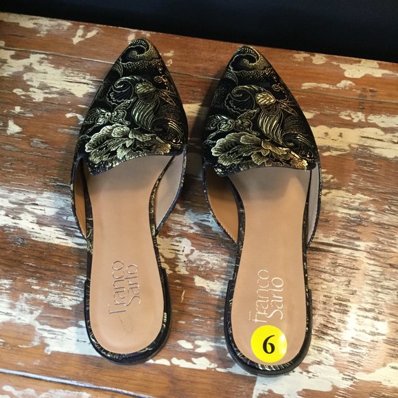 Satin floral print side in mules