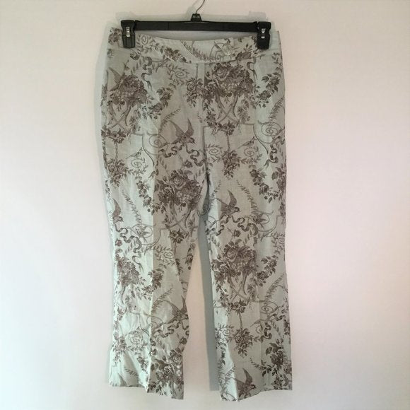 Linen printed zipper pants Size 6