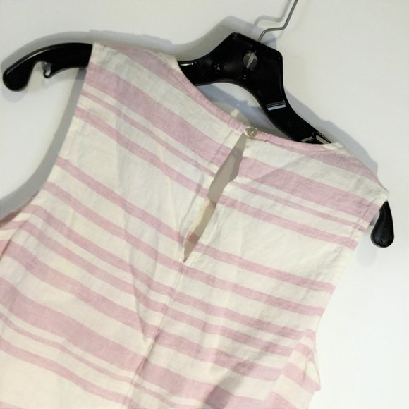 Linen stripe print sleeveless dress