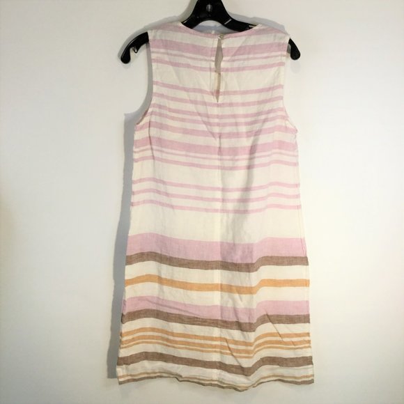 Linen stripe print sleeveless dress