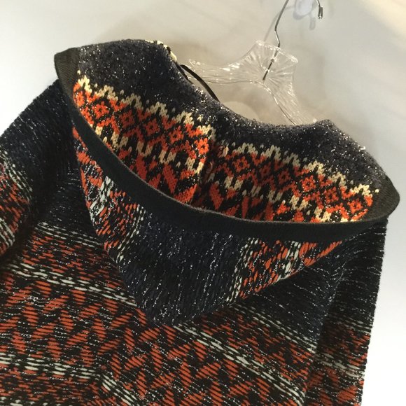 Tribal print knit with hood cardigan